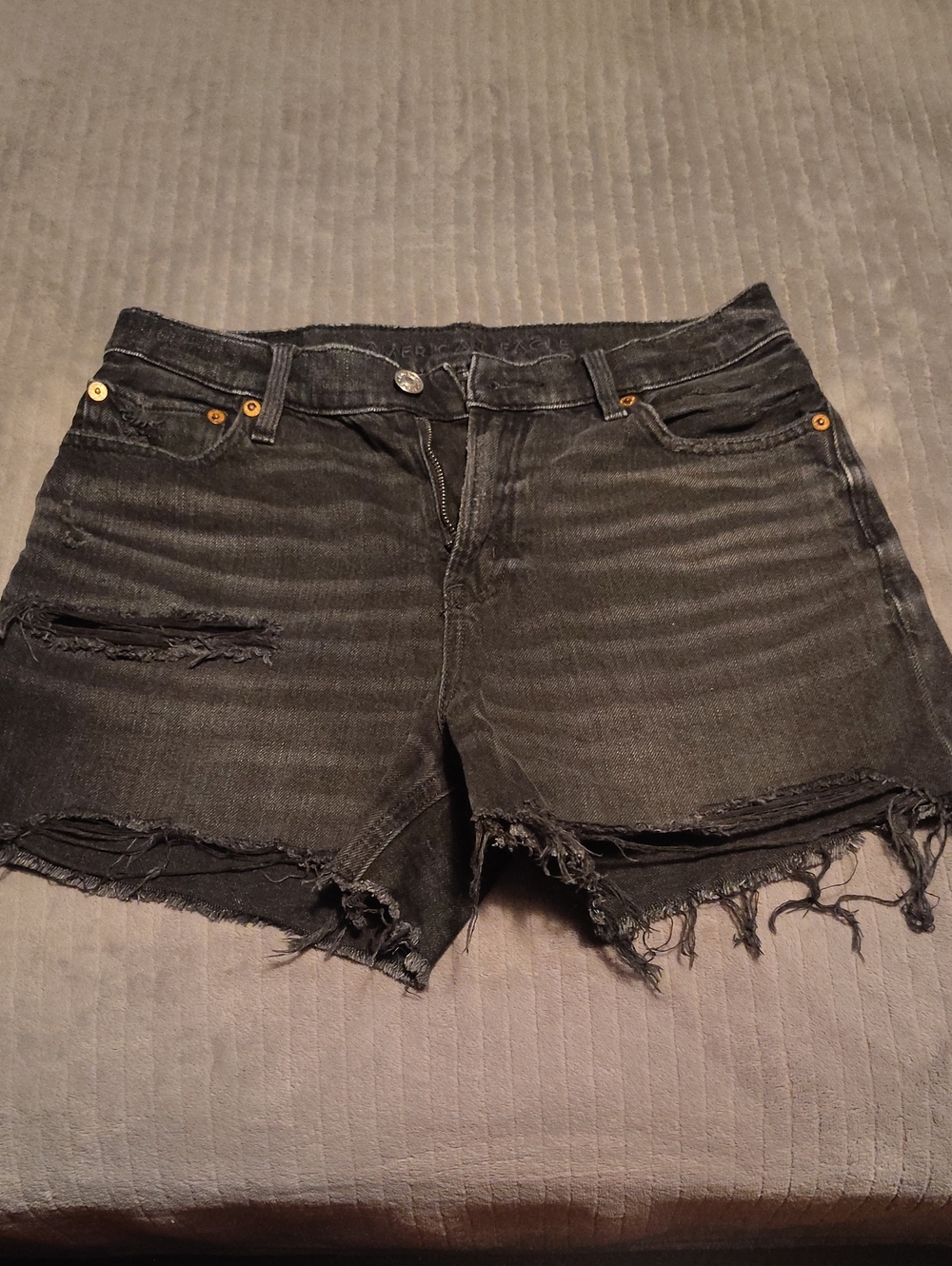 American Eagle Outfitters Black Distressed Denim Cutoff Shorts